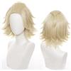 maysuwell Parrucche per Cosplay Anime Biondo Naturale Capelli Corti per Adulti
