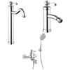 Jacuzzi Set Rubinetti Jacuzzi per lavabo alto e bidet senza scarico e vasca serie Tosca cromato