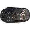 Astuccio Rigido Ovale Nero con Chiave di Violino Bianco Portamatite 21x10x5,5cm