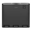 Les Collectors N°990 Pattumiera, 10 ANNI GARANZIA, raccolta differenziata 3 scomparti a pedale, GRIGIO SCURO OPACO su acciaio inox, 54L