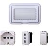 A2ZWORLD Kit Placca Scatola 504 Premontato IP55, 4 Moduli Presa Schuko + Bipasso + Interruttore, Compatibile Con Bticino Living, Colore Bianco, Placca Stagna Idrobox Incasso Da Esterno