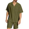 Volemo Tuta da uomo, 2 pezzi, camicia e pantaloncini per il tempo libero, verde, XXL