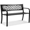 VEVOR Panchina da Esterno da 52,5 x 116,3 x 76,2 cm Panchina da Giardino in Metallo per Esterni, Capacità di Carico di 218 kg Panchina da Giardino con Schienale, Braccioli, per Parco, Cortile, Portico