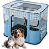ALLSOPETS Recinto per Cani da Interno Pieghevole, Anche per Esterno, Box Traspirante Portatile per Gatti Conigli Cuccioli con Borsa da Trasporto, per Viaggi e Campeggio (Orsi Blu, XXL)