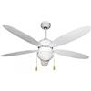 Westim Ventilatore da Soffitto con Luce 5 Pale 130 cm Bianco 3 vel Comando a Catenelle
