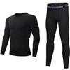Adixun Set di strati di base da uomo, per calcio, sport, compressione, atletico, intimo termico invernale per adulti, Nero , M