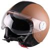 AL Helmets Casco Demi Jet Visiera Elicotterista Pelle Beige e Nera