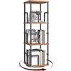 MAHANCRIS Libreria Girevole a 3 Livelli, Scaffale Angolare Indipendente, 360°, Stile Industriale, con Protezioni, per Soggiorno, Camera da Letto, Studio, Ufficio, Marrone Vintage e Nero ABKHR1401