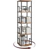 MAHANCRIS Libreria Girevole a 4 Livelli, Scaffale Angolare Indipendente, 360°, Stile Industriale, con Protezioni, per Soggiorno, Camera da Letto, Studio, Ufficio, Marrone Vintage e Nero ABKHR1501