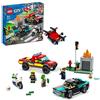 LEGO City Soccorso Antincendio e Inseguimento della Polizia, Camion Pompieri Giocattolo con Auto e Moto, Giochi per Bambini, Idee Regalo 60319