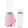 Smeg, Frullatore da Tavolo Compatto PBF01PKEU, 2 Livelli di Velocità, Sicurezza Blocco Motore, 2 Bottiglie da 600 ml in Dotazione, Base Antiscivolo, Avvolgicavo Integrato, 300W, Rosa