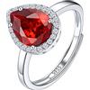 Suplight Anelli Donna Regolabili con Pietra Goccia Anelli Regolabili Donna Rubino Anello Rosso Luglio con Confezione Regalo