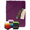 npluseins Lenzuolo con angoli elasticizzati, classico, in jersey, in diversi colori e misure, 100% cotone, 159,192, 80-90 x 190 cm, lilla