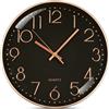 Aolso 30 cm (12 pollici) Orologio da Parete Moderno Silenzioso,Orologio da Muro al Quarzo Circolare Facile Lettura,Movimento al Quarzo per Camera da Letto, Soggiorno, Cucina, Ufficio-Nero + Oro Rosa
