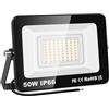 PICAA Faretto LED da Esterno, 50W Faro da Lavoro a LED Bianca Caldo, luce di sicurezza LED,Proiettore Super Luminoso, Proiettore da Costruzione per Campeggio, Riparazione Auto, Escursionismo e Pesca