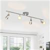 LVWIT Faretti LED da Soffitto Orientabili con 4 Luci GU10, Faretto da Interno Cromo Moderna, Faretti Soffitto per Barra, Salotto,Cameretta, Cucina (Senza Lampadina)