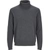 JACK & JONES Jjebasic Knit Roll Neck Noos Maglione Lavorato a Maglia, Grigio Scuro mélange, XXL Uomo