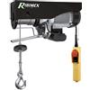 Ribimex Paranco Elettrico da 300/600 Kg con Puleggia, Motore Monofase da 1050 W, Cavo in Acciaio di 18 m, Velocità di Sollevamento Fino a 8 m/min per Uso Domestico e Industriale - PE300/600C/1