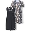 Ulla Popken 2 Magliette da Donna, Palmes Spring, Nero, 50-52