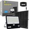 CLAR ARGO- Faretto LED Da Esterno Solare, Faro LED Esterno Con Pannello Solare, Faretto con Pannello Solare 300W, Faretto Solare LED Da Esterno, Faro Con Pannello Solare Da Esterno, Faretti Solari (Pack 1)