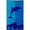 BIANCHERIAWEB Telo Mare Jacquard Spugna Asciugamano Spiaggia Disegno Flipper Telo Mare Blu