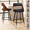 ALFORDSON Set di 2 sgabelli da bar, sgabello da cucina ruotante con altezza del sedile di 65 cm, sgabello per banco in legno dotato di poggiapiedi e livellatori di piedi regolabili, Pelle PU, Nero