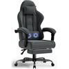 TRIUMPHKEY Sedia Gaming in tessuto, Sedia da Ufficio Ergonomica con poggiatesta, Sedie Gamer con cuscino per massaggio lombare, Poltrona Gaming con ruote, poggiapiedi, altezza regolabile,Grigio Scuro