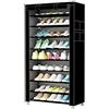 BAKAJI Scarpiera Armadio Salvaspazio 10 Ripiani 60x30x160cm Fino a 27 Paia Di Scarpe Struttura Acciaio e Rivestimento In Tessuto TNT Impermeabile Con Chiusura Zip Antipolvere (Nero)