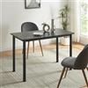 [en.casa] Tavolo da Pranzo con Piano Rettangolare in MDF 120 x 60 cm 4 Gambe in Acciaio Postazione di Lavoro Studio - Effetto Marmo Nero/Nero