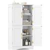 COSTWAY Credenza Alta da Cucina, Mobile Dispensa Salvaspazio in Legno con 4 Ante e 2 Ripiani Regolabili, Armadio Moderno per Scrivania, Cucina, Soggiorno e Ufficio, 60 x 30 x 110 cm (Bianco)