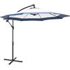 Outsunny Ombrellone da Giardino Ø3x2 m con Base a Croce, Apertura a Manovella e Presa d'Aria, Ombrellone Decentrato da Terrazza in Metallo e Poliestere, Blu Scuro e Crema