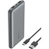 Belkin Batteria esterna portatile da 10000mAh, caricabatteria USB-C 10K con 1 porta USB-C e 2 porte USB-A, power bank con ricarica da 15 W per iPhone, Samsung Galaxy, Pixel, AirPods - Grigio siderale