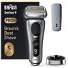 Braun Series 9 PRO +, Rasoio Elettrico Barba, Regolabarba Uomo, Rifinitore di precisione, con PowerCase, Batteria Litio Ion, 100% Impermeabile Idea Regalo, 9527s Argento