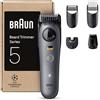 Braun Regolabarba Uomo Series 5, Rasoio Elettrico Barba Braun, +5 Strumenti Styling, Lama Ultra Affilata, 120 Min Autonomia, Impermeabile, Selettore di Precisione Con 40 Lunghezze&Blocco BT5525 Grigio