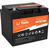 LiTime Batteria Litio 12V 50Ah, Batteria al Litio 12V Con Più Di 4000+ Cicli, 10 Anni Di Vita Utile, Batteria Lifepo4 Ideale Per Barche, Trolling Motor, Campeggio