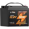 LiTime 12V 50Ah LiFePO4 Batteria Bluetooth con Protezione a Bassa Temperatura Progettata per Trolling Motor Boat, 4000-15000 Cicli e 10 Anni di Vita perfetto per la Pesca su Ghiaccio, Campeggio