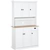 HOMCOM Credenza Cucina Alta con Armadietti, Cassetto e Piano Portamicroonde, Mobile Dispensa Stretto con Ante e Ripiani Regolabili, per Soggiorno, Sala da Pranzo, 101x39x180cm, Bianco