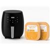 SMART-J Friggitrice ad Aria 4.8L Potente 1400W con Cestello Antiaderente, Ricettario e Griglia - Air Fryer Senza Olio per Patatine, Carne, Pizza, Dolci - Display Touch, Compatta, Facile da Pulire (Nero)