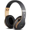 Hemobllo Cuffie Wireless Pieghevoli Con Microfono E Design Ear Cuffie Gaming Stereo Nero E Oro
