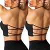 Crewhpo Reggiseno Sportivo Donna Push Up Reggiseni Palestra Fitness Cinghie Incrociate Bralette Crop Top Yoga Senza Ferretto Schiena Scoperta Bra per Running Jogging Ginnastica Nero+Nero S