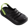 Havaianas Kids Clog, Sandali Unisex Bambini e Ragazzi, Nero Verde Limone, 33/34 EU