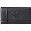 Calvin Klein Donna Portafoglio Sculpted Long Fold con Tracolla, Nero (Black), Taglia Unica