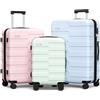 Vipbox Set 3 Valigie Rigide (3 ANNI DI SERVIZIO VIP) Espandibile Policarbonato Ultra Leggera Set Trolley da Viaggio Durevole Valigia con Chiusura TSA e 4 Ruote, Macaron (BPG)