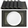 AGYO Set 6 Tovagliette Americane 30x45 cm in PVC, Facili da Pulire, Resistenti e Antiscivolo - Colore Nero con Bordo Grafite - Eleganti per Cucina, Pranzo e Colazione - Mod.3