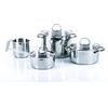 Moneta Allegro Batteria 7 pz in Acciaio Inox: Pentola 22cm, cass. 2 m. 20 cm, cass. 1 m. 16 cm, bollilatte 12 cm, coperchi 16-20-22cm, per ogni piano cottura