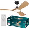 Philips Olas Ventilatore da soffitto con Luce, 3 pale, 106cm, Luce LED da 24W, motore DC, 3 temperature di colore (3000 K, 4300 K, 6500K), dimmerabile, Nero, telecomando incluso