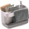 Snips Riordinello - Dispenser Sapone Cucina e Bagno 3in1, Set Porta Spugne Lavello Cucina, Porta Sapone Dosatore 400ml e Strofinacci, Organizer Lavello Salvaspazio 21x12x18 Made in Italy Bianco/Grigio