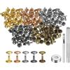 QUARKZMAN 100 Set Rivetti in Pelle 10mm x 10mm Elementi Fissaggio Borchie Rivetto a Doppio Cappuccio Metallo 3Pz Montaggio Chicago per Borse Scarpe Pelle Riparazioni, Colori Multipli