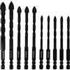 FOROREH 10 punte da trapano per muratura, cemento piastrelle, mattoni, vetro, plastica e legno, punte in carburo di tungsteno, pavimentazione su muro di cemento o mattoni. (5-12mm)