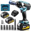 HECUSAM Avvitatore A Impulsi Senza Filo, 1000 Nm Di Coppia Massima, Chiave A Percussione 1/2 Con Due Batterie Da 4000mah, 5 bussole, Caricatore Rapido, Auto Familiare/Pickup
